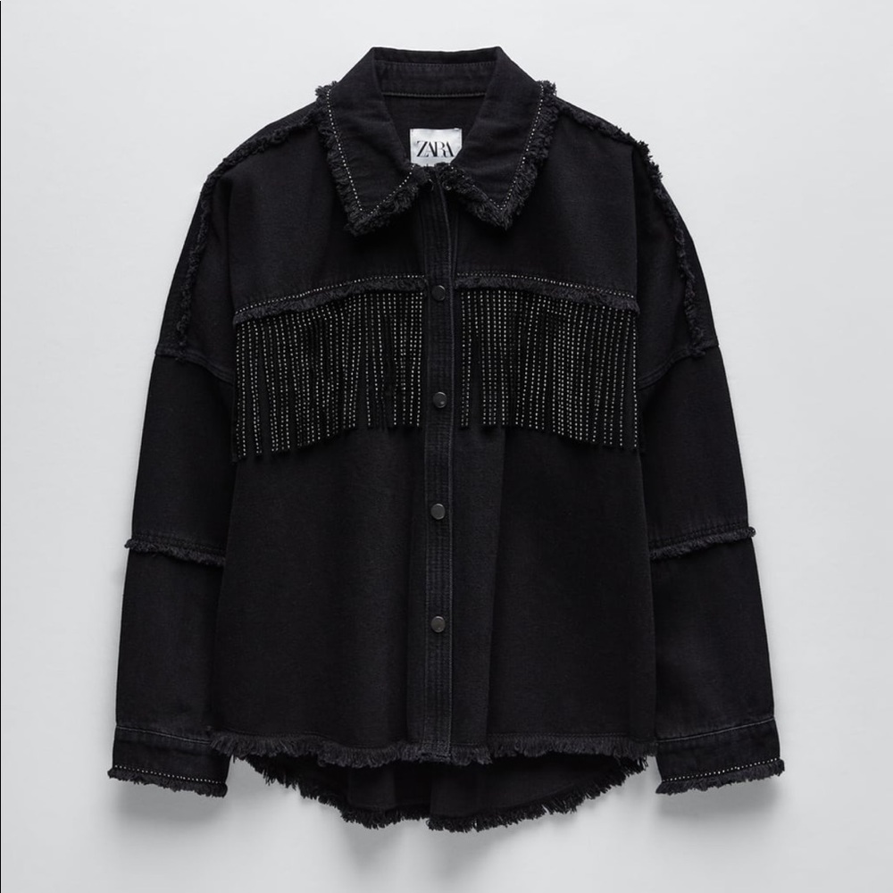 Zara Fringed Denim Jacket NWT
